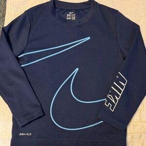 Kids Nike Navy and Light Blue Dri-FIT Long Sleeve -‎ size 6-7